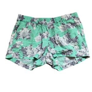 KUT from the Kloth Floral Linen Print Shorts sz 4 Green Pull On Lounge Bloomcore